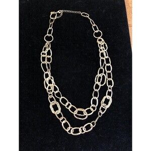 Vintage Francesca Visconti 24”Gold Tone Oval Link Double Statement Necklace